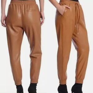 Bagatelle Tan Faux Leather Joggers L